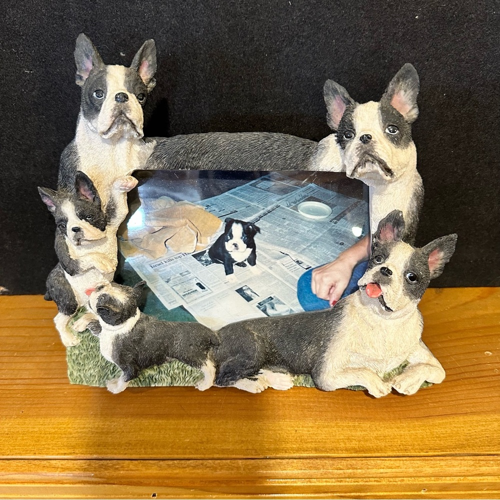 Boston terrier 3-D picture frame, 7“ x 9“. Hold of 4 x 6 size photo,